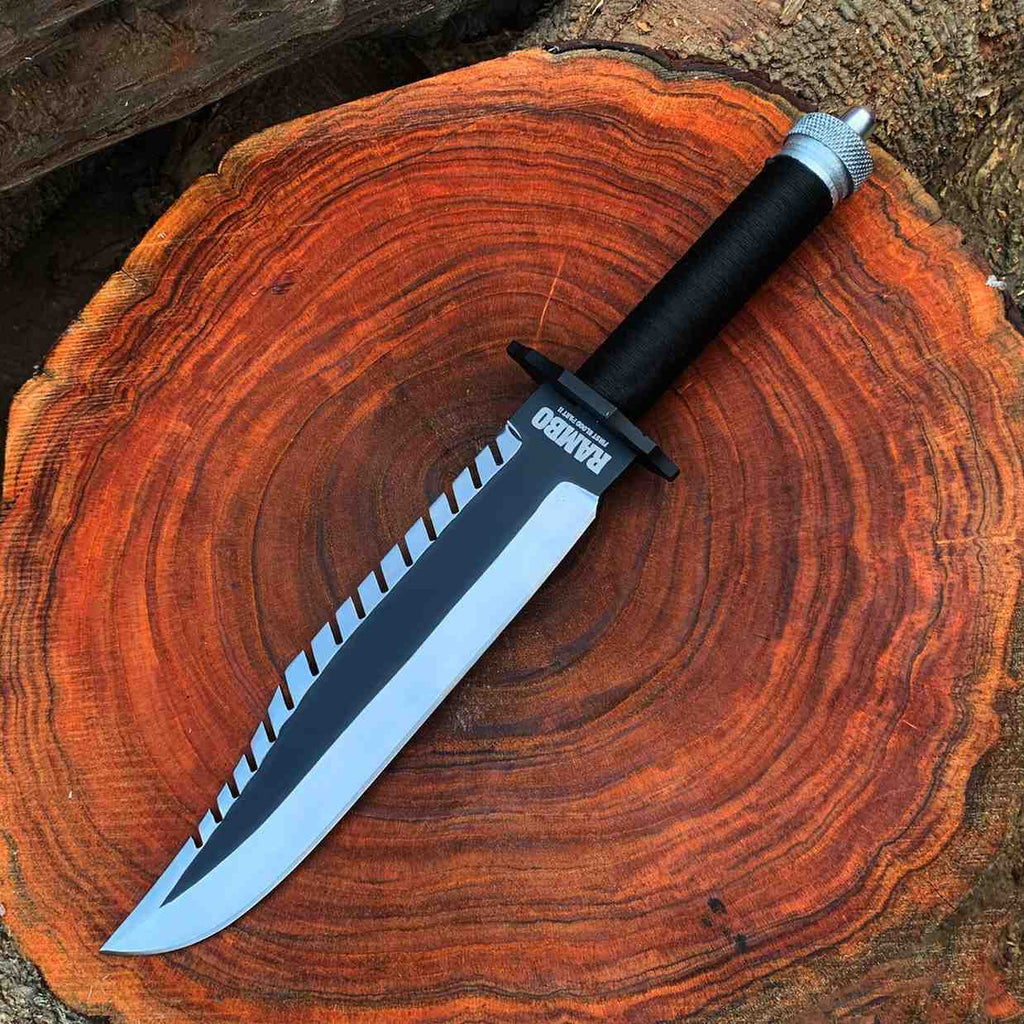 Rambo First Blood Part II Replica Knife – 16" Survival Knife with Leather Sheath