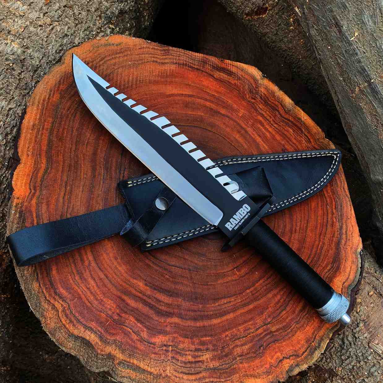 Rambo First Blood Part II Replica Knife – 16" Survival Knife with Leather Sheath