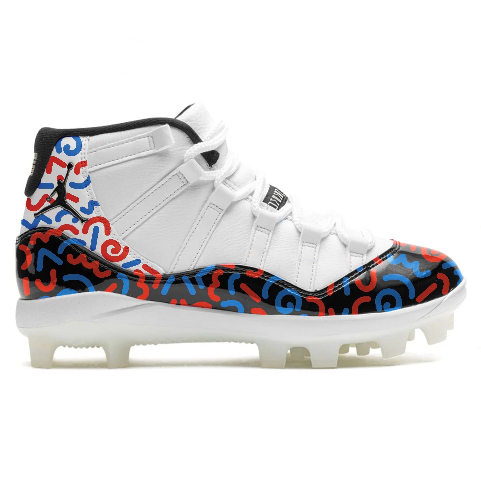 "Red & Blue Doodles" Jordan 11 Retro MCS Cleats