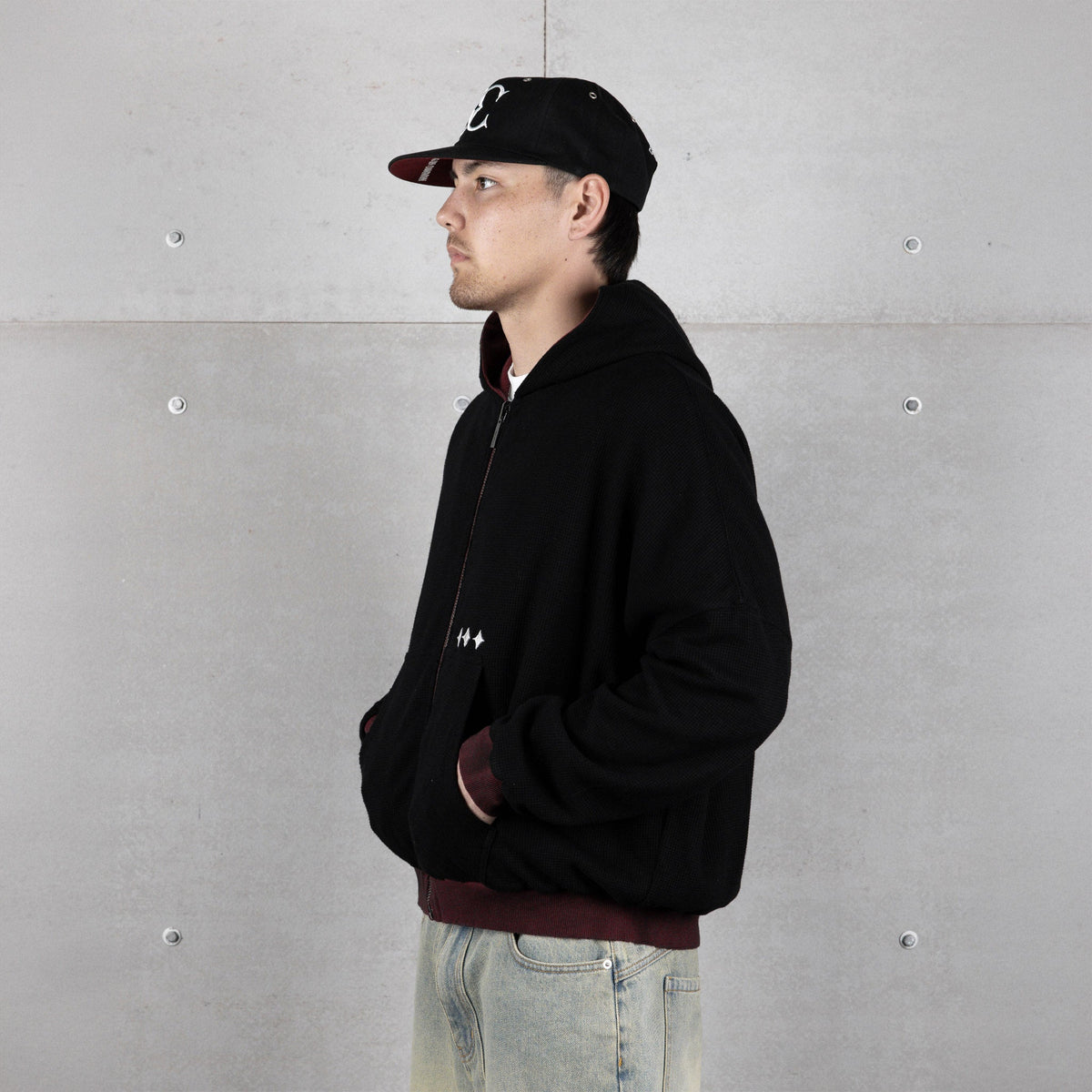Commons Reversible Thermal Zip Up Hoodie Faded Plum/Black
