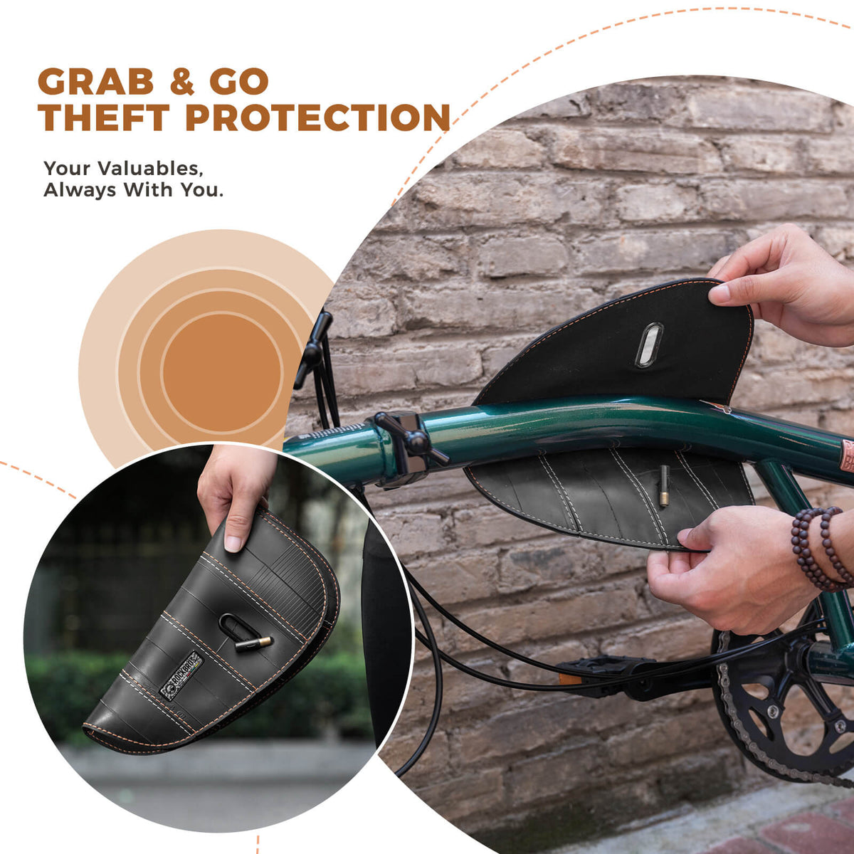ROAD TO SKY Recycled Tire Bike Frame Bag - 0.5L