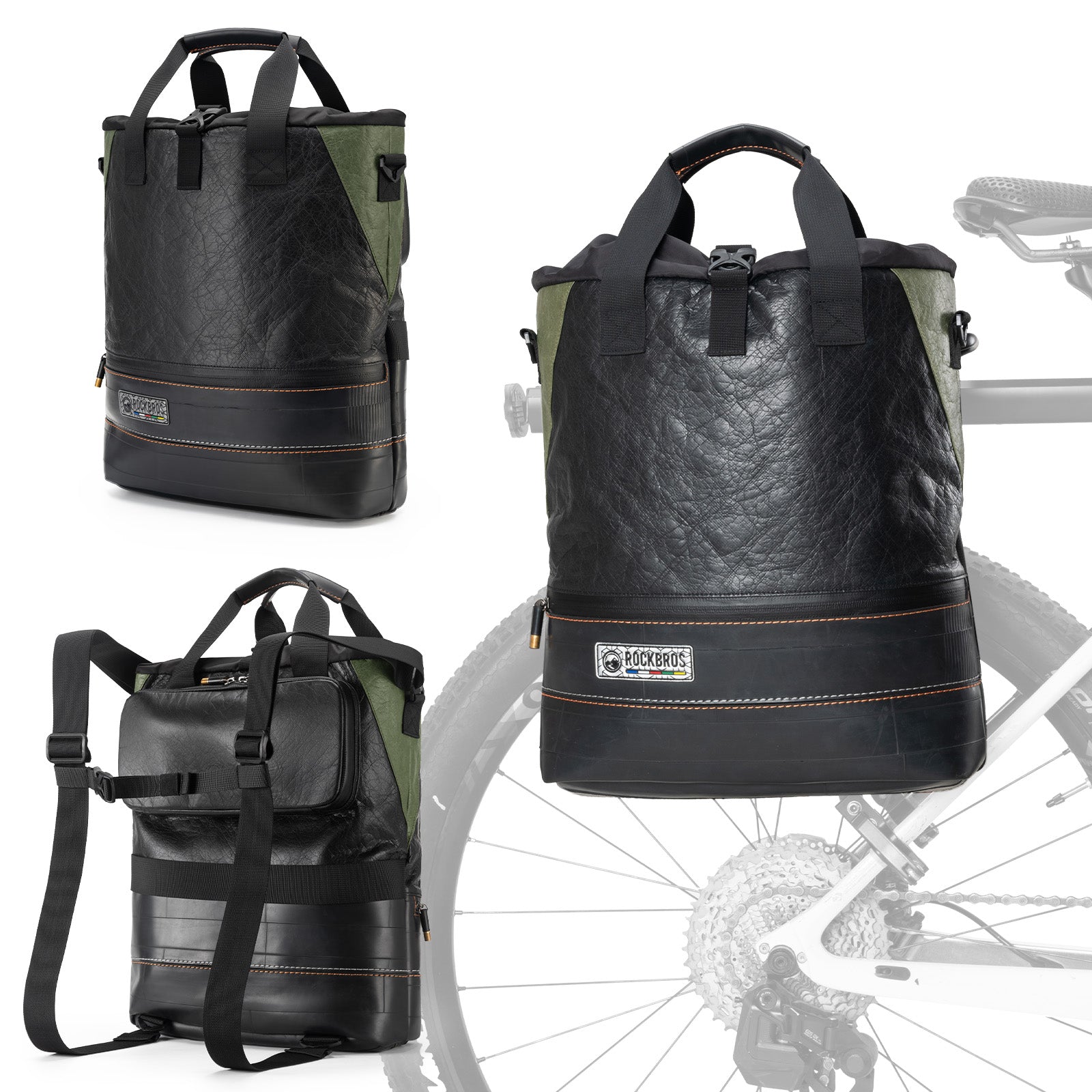 ROAD TO SKY Recycled Tire Bike Panniers - 12L