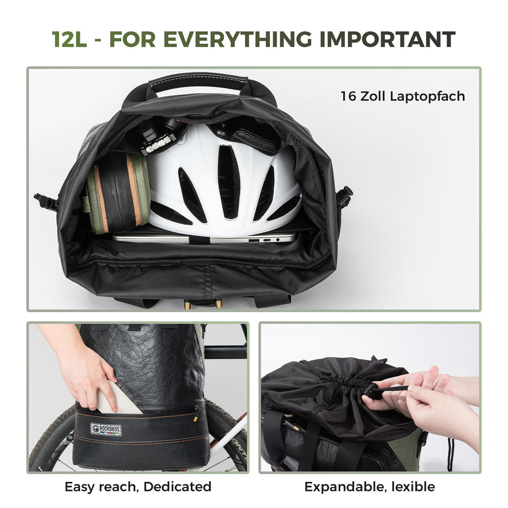 ROAD TO SKY Recycled Tire Bike Panniers - 12L