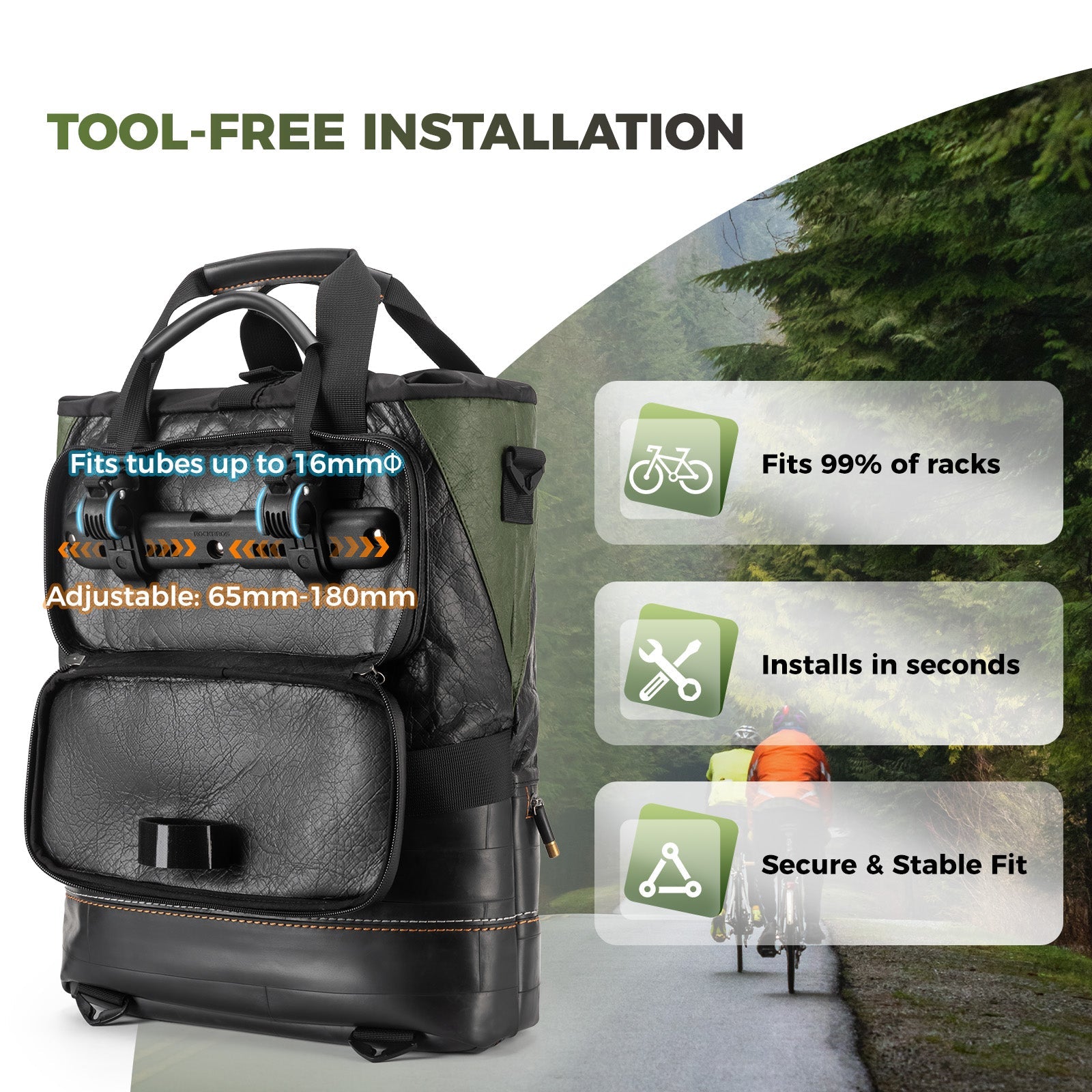 ROAD TO SKY Recycled Tire Bike Panniers - 12L