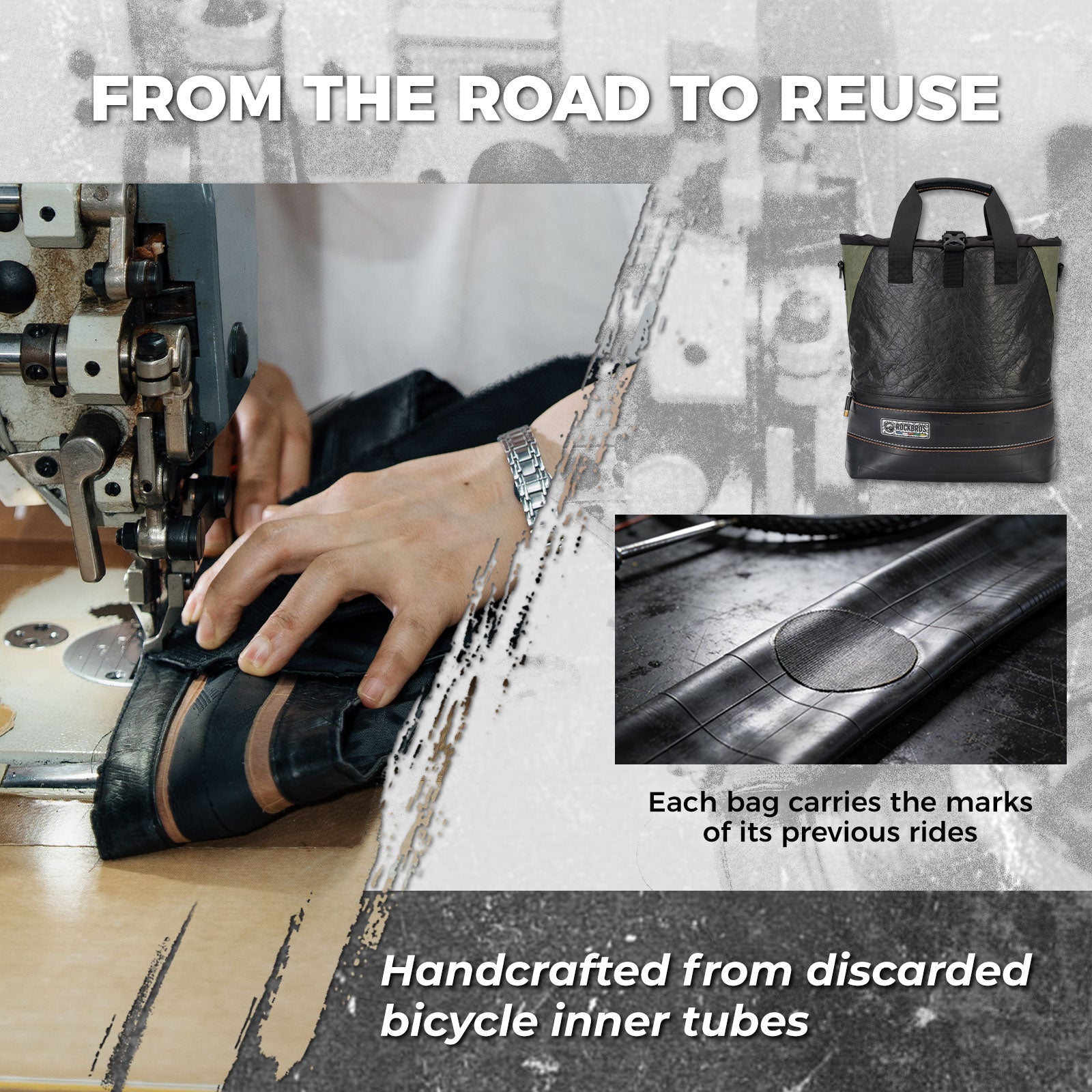 ROAD TO SKY Recycled Tire Bike Panniers - 12L