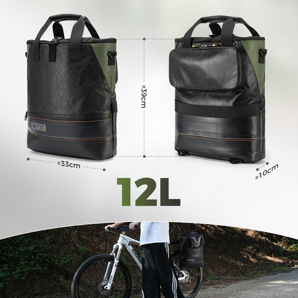 ROAD TO SKY Recycled Tire Bike Panniers - 12L