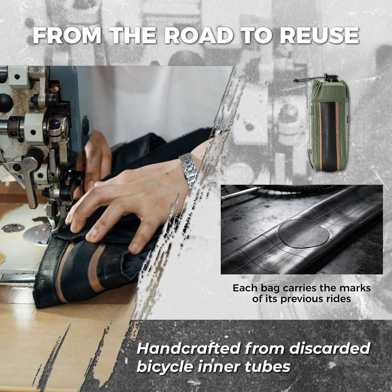 ROAD TO SKY Recycled Tire Bike Water Bottle Bag - 0.8L