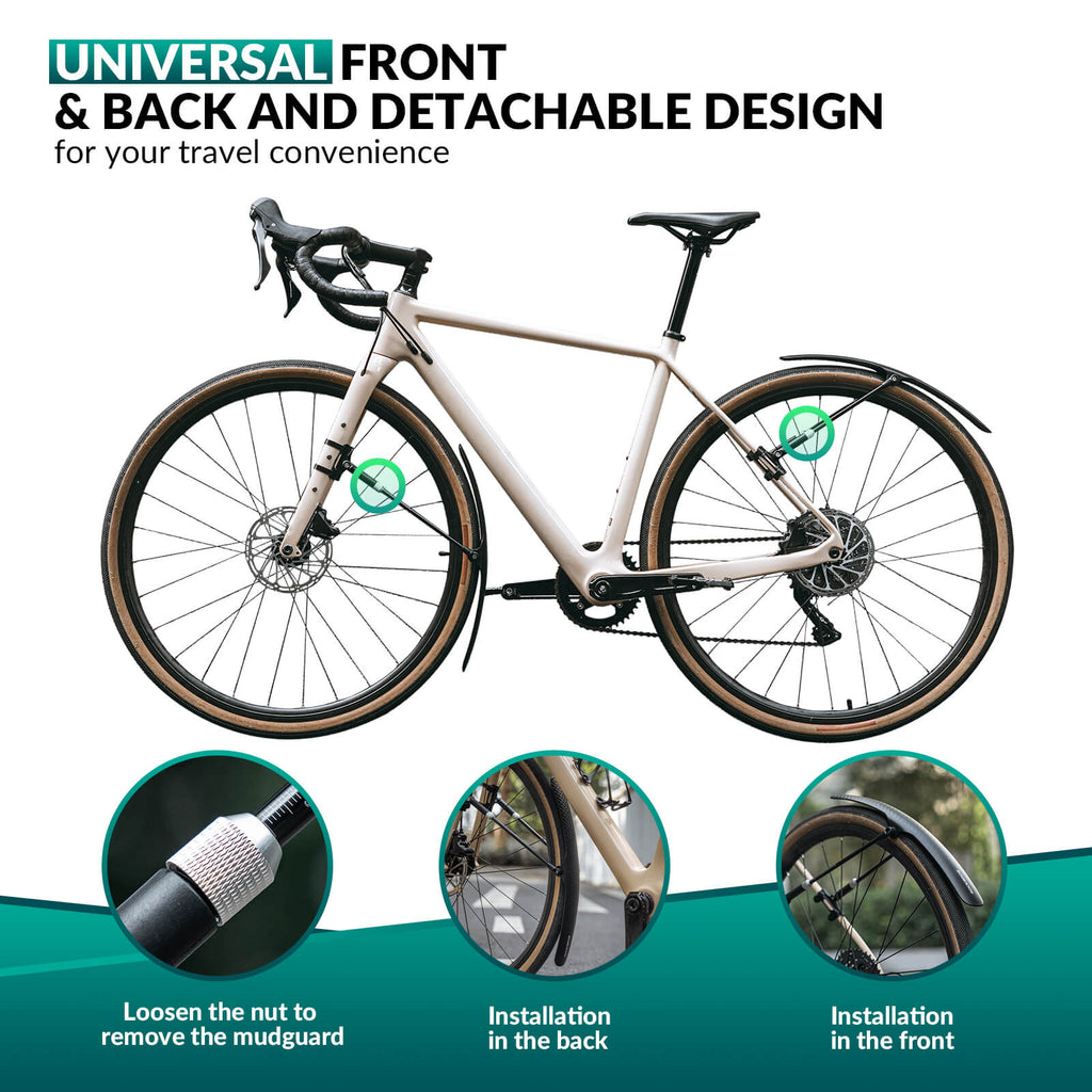 Bike Fenders for 700C Road Bikes – Quick-Release Mud Guards