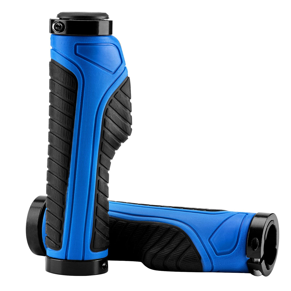 Bike Handle Grips with Double Lock-On Clamps – Aluminum Ends for MTB & BMX