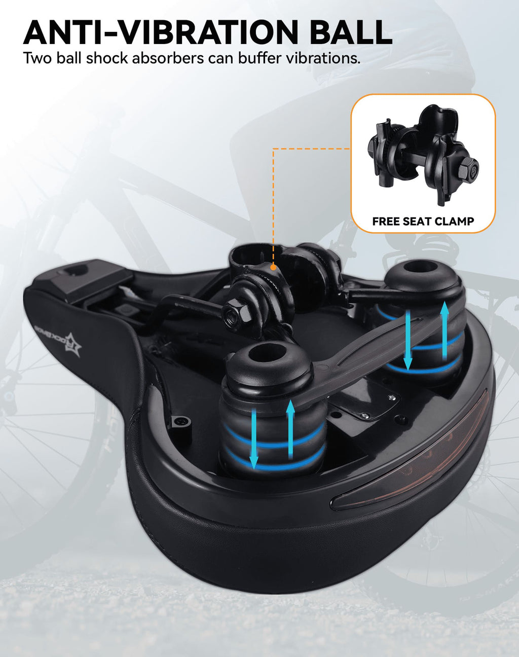 Comfort Bike Saddle with Rear Safety Light