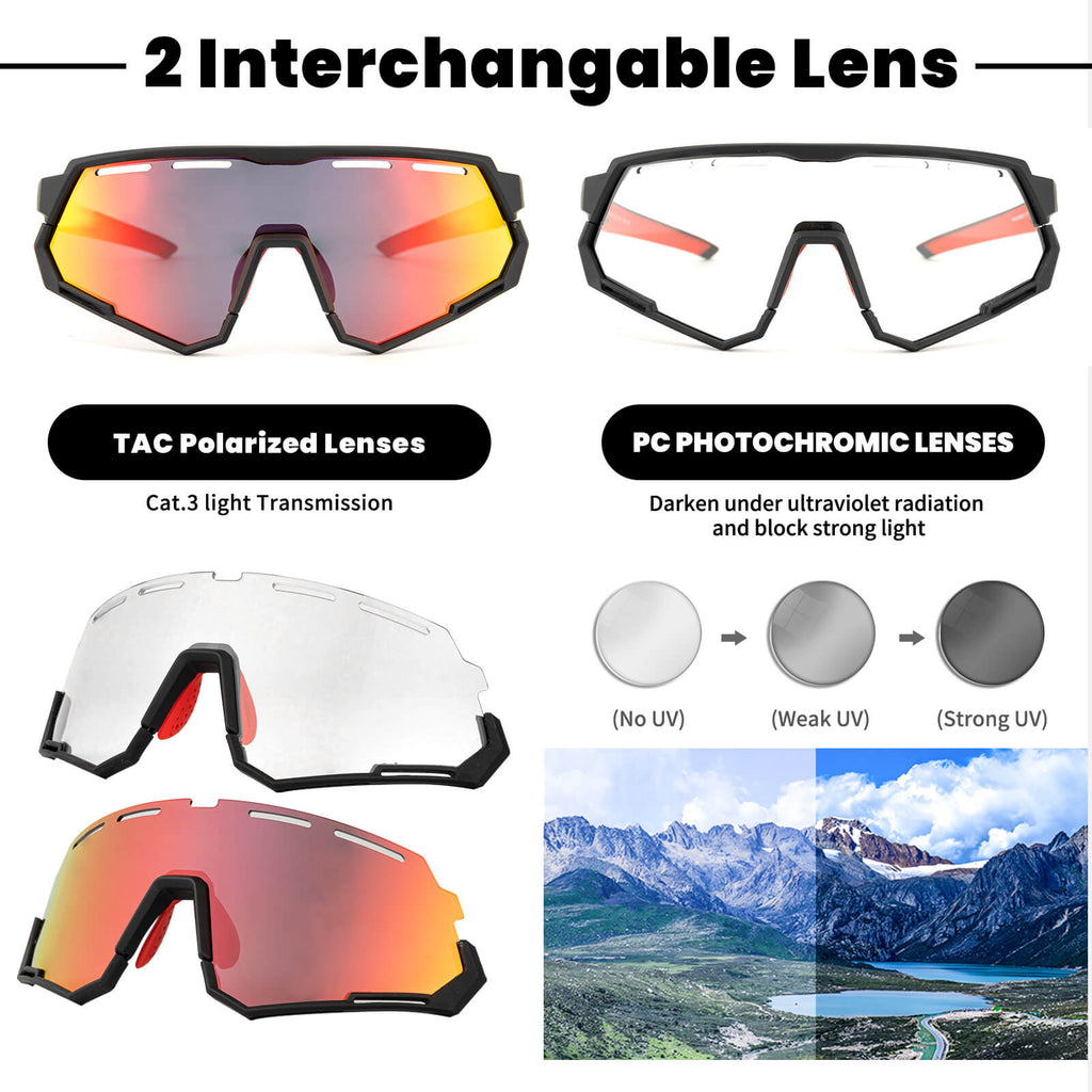 Dual Lens Cycling Glasses – Photochromic & Polarized Lenses