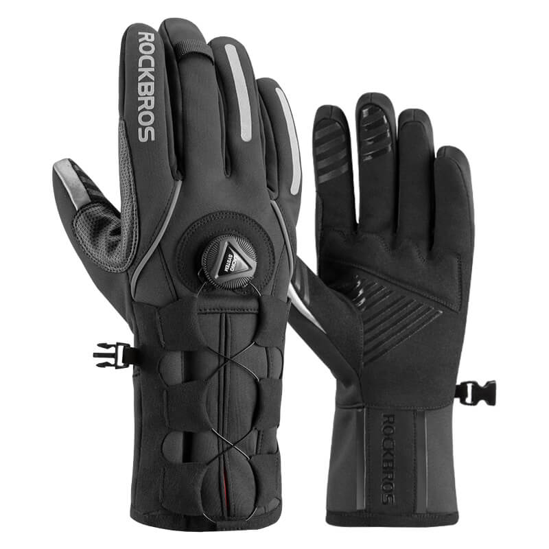 Long Finger Gloves with Fleece Lining & Lock Clip