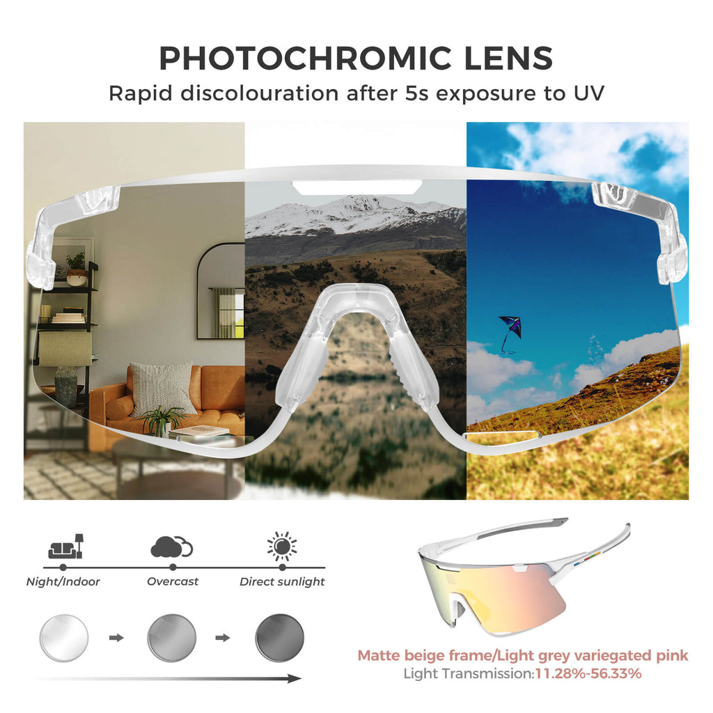 ROAD TO SKY BOUNDLESS Photochromic Cycling Glasses 3 Lens Set