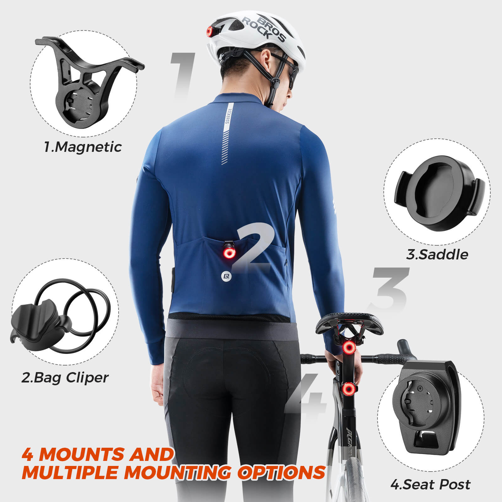 ROCKBROS R0 Smart Bike Rear or Handlebar End Light - Waterproof