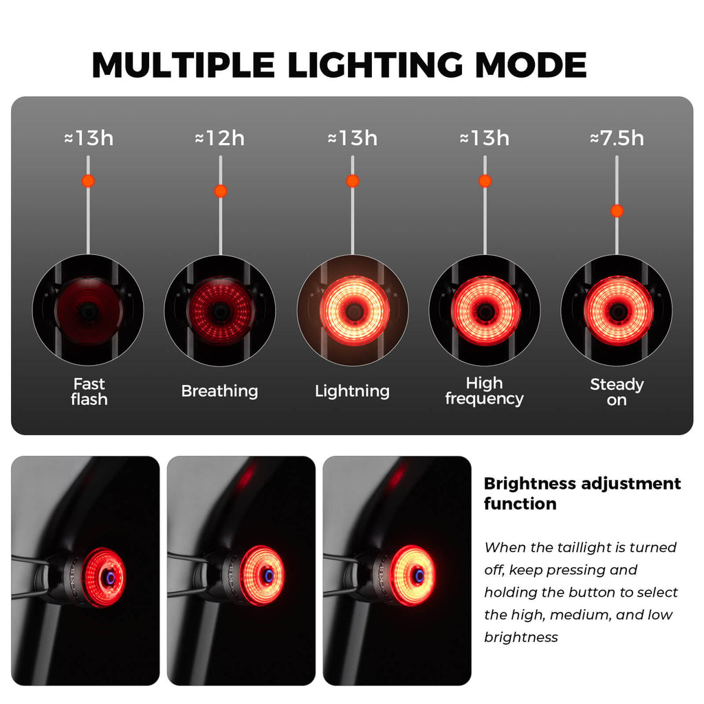 ROCKBROS R0 Smart Bike Rear or Handlebar End Light - Waterproof