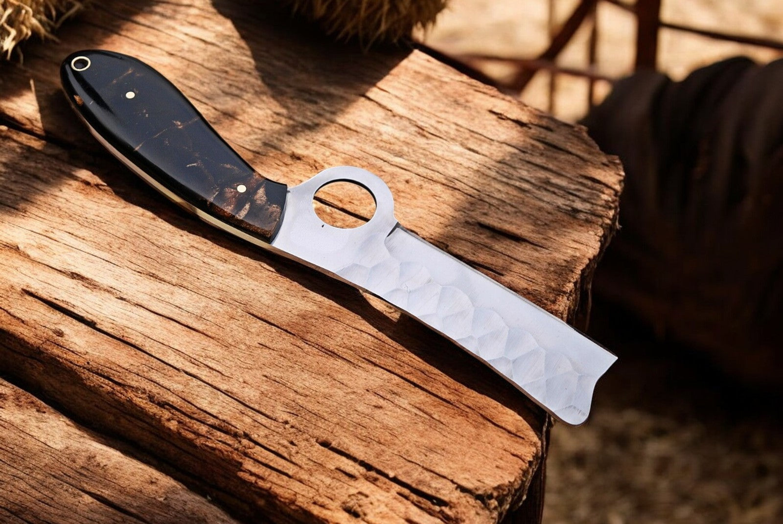 Custom Handmade Bull Cutter Knife – Exotic Wood Handle