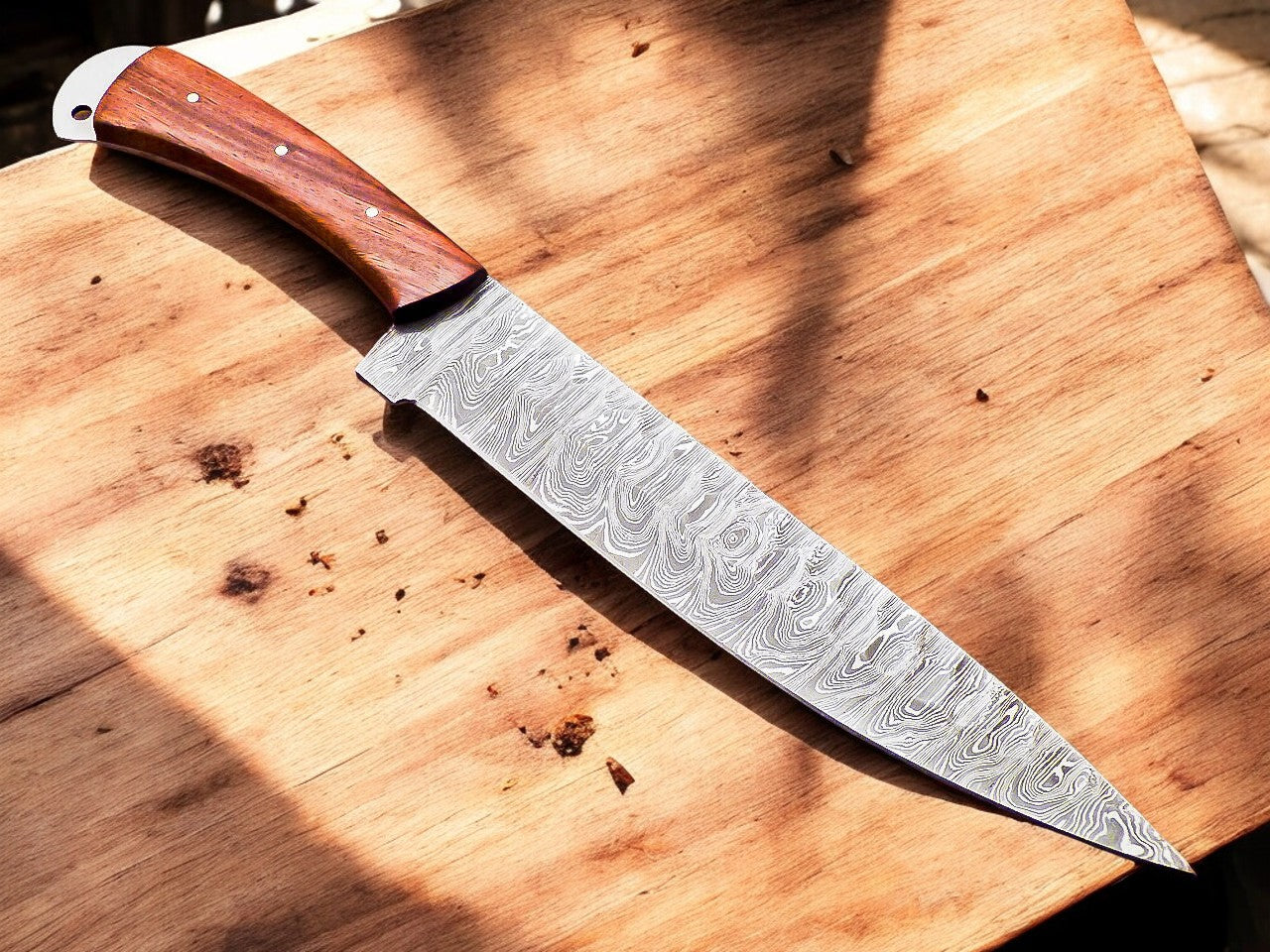 13" Handmade Damascus Chef Knife with Rosewood Handle