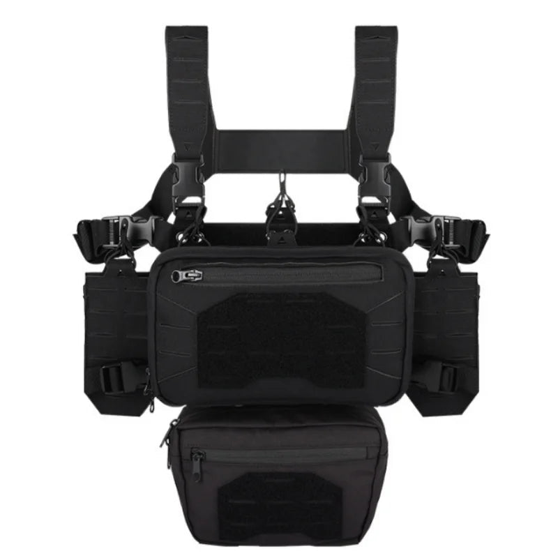Signal & Steel Modular Mini Chest Rig – Adjustable MOLLE Micro Rig with Magazine Pouches