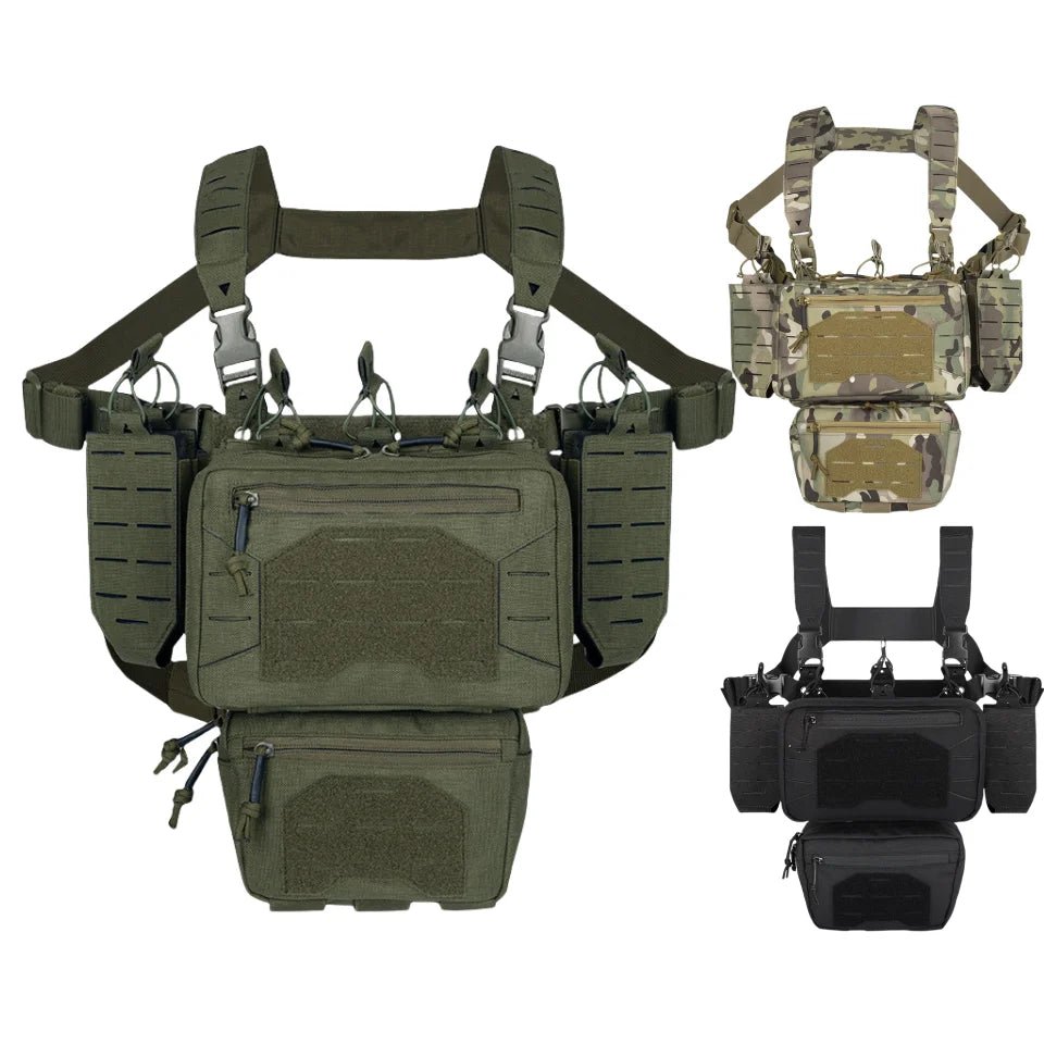 Signal & Steel Modular Mini Chest Rig – Adjustable MOLLE Micro Rig with Magazine Pouches
