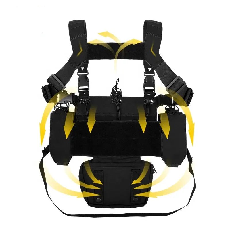 Signal & Steel Modular Mini Chest Rig – Adjustable MOLLE Micro Rig with Magazine Pouches