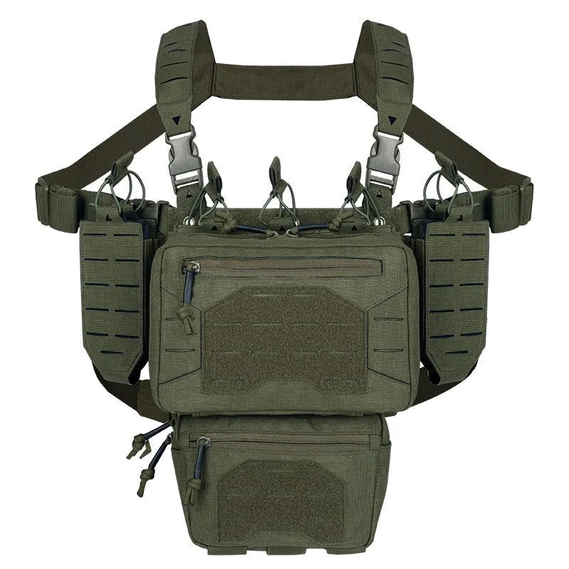 Signal & Steel Modular Mini Chest Rig – Adjustable MOLLE Micro Rig with Magazine Pouches