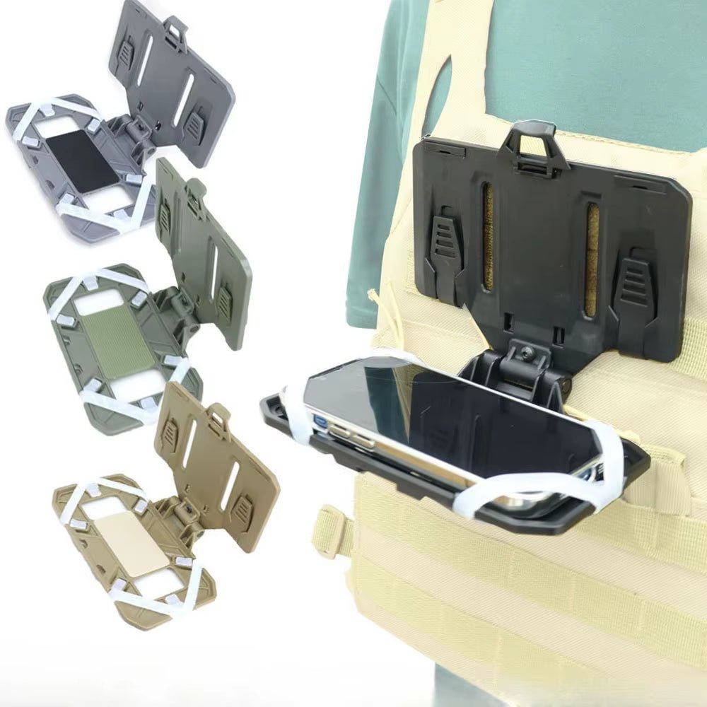 Signal & Steel MOLLE Navigation Phone Mount – Tactical Chest Rig Map & Phone Holder (Foldable Admin Panel)