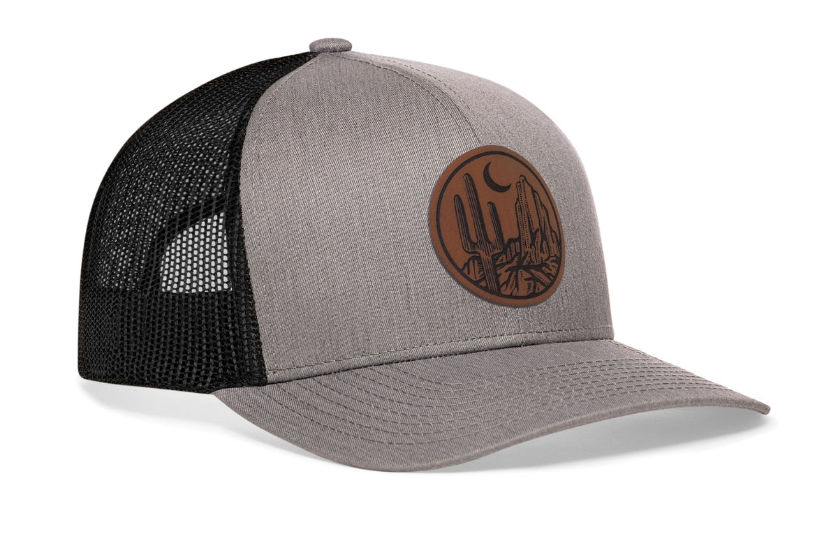 Southwest Sunset Trucker Hat  |  Faux Leather Desert Snapback