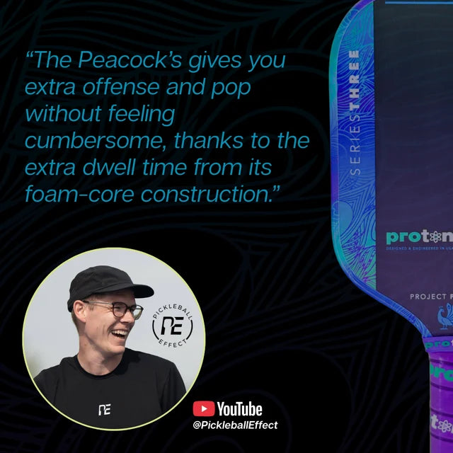 Proton Project Peacock 15mm Elongated Black/Jade/Plum Pickleball Paddle